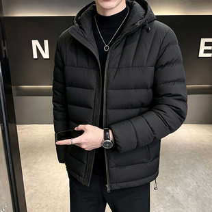 美式轻薄排骨羽绒服男冬季加厚保暖连帽外套短款轻暖防寒修身棉袄