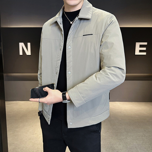2025冬季新款行政夹克保暖轻薄羽绒服外套男款痞帅潮流短款高级感