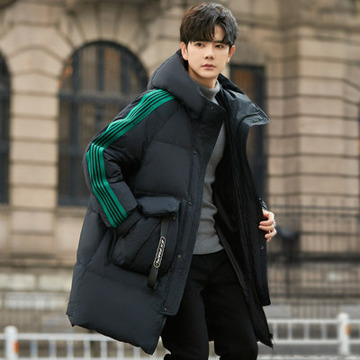 200g充绒量男士羽绒服中长款冬季2025新款潮加厚男生派克外套连帽