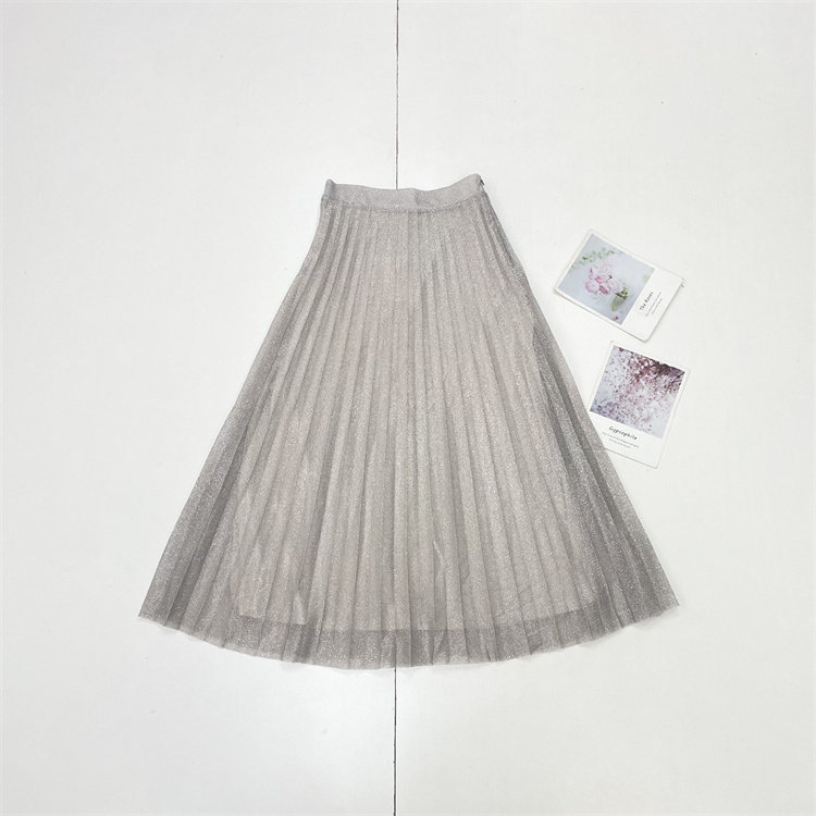 F3北欧单~亮闪闪简约26春夏新款女士半身裙百褶裙松紧腰高品质