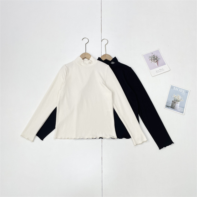 A1出口日单25秋冬新款抓绒罗纹打底衫女版高领炒鸡好弹性长袖上衣