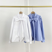 外单2026春新款 女士飘带长袖 高级小众设计感开衫 F4气质通勤款 衬衫