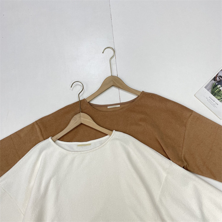 X2毛圈料~出口外单25冬新款圆领长袖套头衬衫女士上衣法式百搭