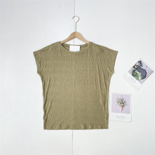 女超值短袖 M3肌理感皱褶 25年夏新款 圆领坎肩T恤衫 可配套 外单纯元