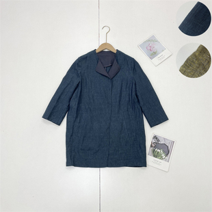 领短外套女设计感宽松七分袖 通勤风西装 26春新款 Y4100%麻韩单纯元