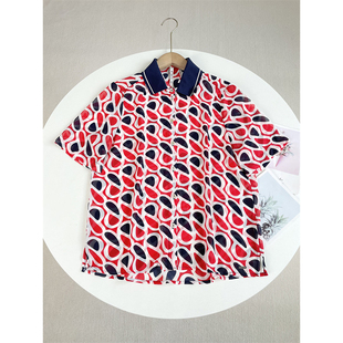 外单26年夏季 红色藏青色仅SM码 新款 衬衫 女士贝壳扣短袖 C6英国单