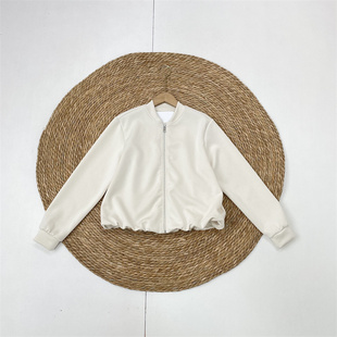 C4松弛感外单北欧单26春新款 女短外套棒球领夹克短上衣小众设计感