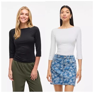 T恤肤感舒适性价比高 女一字领套头九分袖 C6外贸北欧单 25夏秋新款