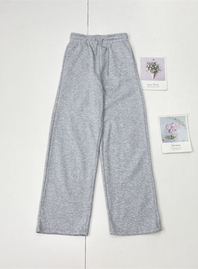 H4仅有XS 抓绒卫裤~外单纯元女宽松休闲直筒裤运动裤长裤灰色百搭