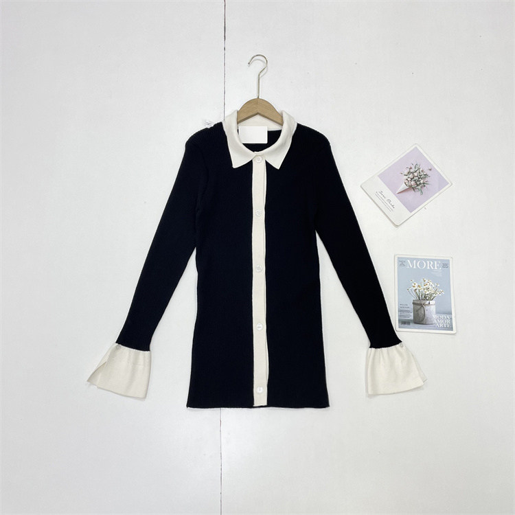 X1法式复古~美单外单25冬新款长袖翻领毛线衣修身保暖打底连衣裙