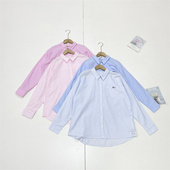 经典 纯色条纹26春新款 女衬衫 D5春日刚需外单纯元 翻领长袖 宽松上衣