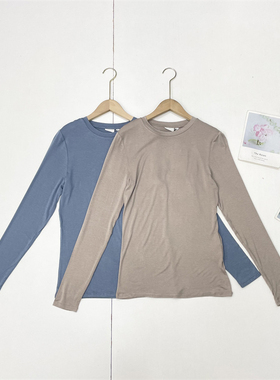 G6肤感很绝~基础款打底衫25秋长袖圆领T恤衫女士百搭休闲上衣两色