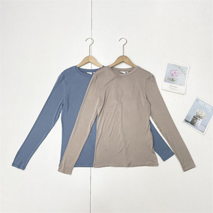 圆领T恤衫 G6肤感很绝 25秋长袖 打底衫 女士百搭休闲上衣两色 基础款