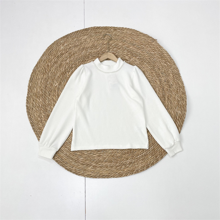 E1日单珍珠装饰外单尾货25冬新款立领套头长袖打底衣针织衫软糯好