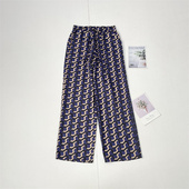 宽松休闲直筒长裤 F3特惠原65 梭织西裤 外单纯元 女 几何花纹设计