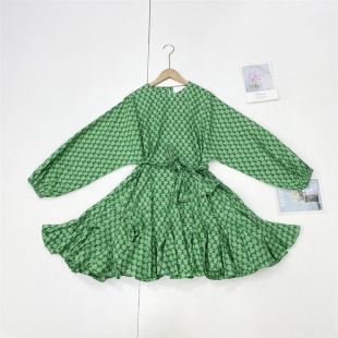 大裙摆中长法式 F1贵牌老牌 圆领长袖 25秋新款 优雅连衣裙 外单纯元