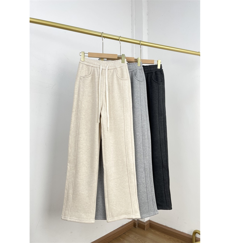 D3含羊绒桑蚕丝加绒直筒裤国内2025冬新款女士减龄休闲款长款百搭