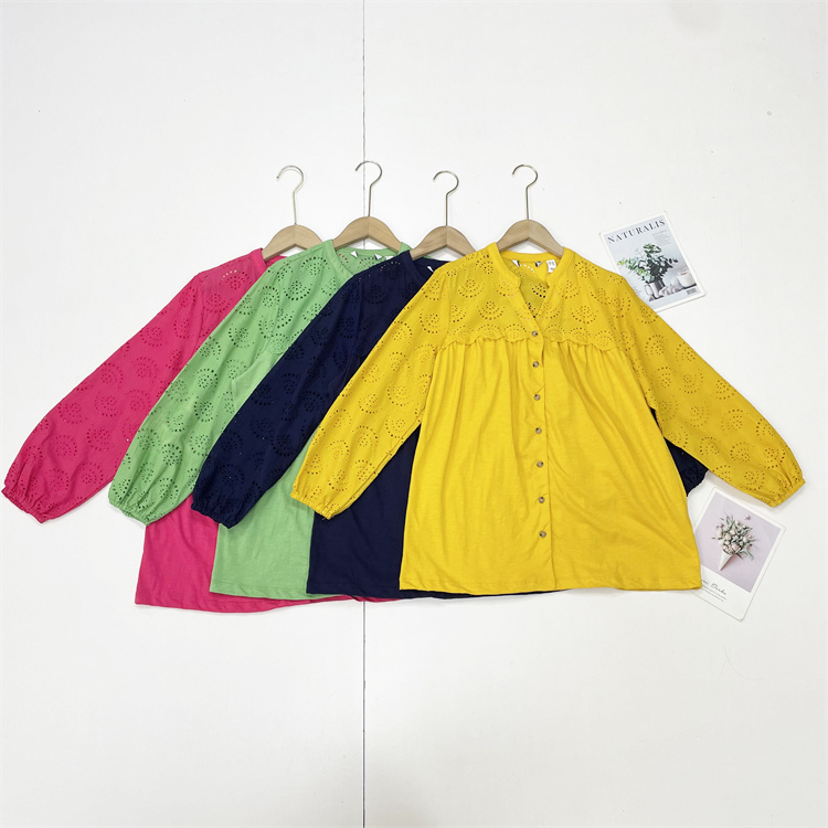 F1刺绣款~外单纯元26春新款女士长袖复古V领拼接版开衫多色