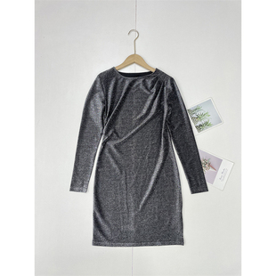 I5特惠 高级感闪闪亮丝~北欧单特别的面料收褶时尚连衣裙女