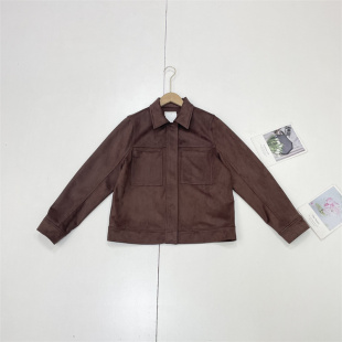 外套 翻领女士休闲百搭开衫 A2复古麂皮绒夹克外单纯元 2026春秋新款