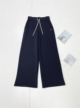 A1外单高货莫代尔面料26春新款女士休闲百搭纯黑色长裤阔腿裤显瘦