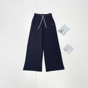 A1外单高货莫代尔面料26春新款女士休闲百搭纯黑色长裤阔腿裤显瘦