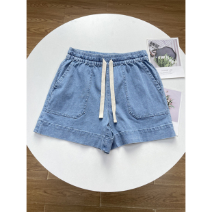 直筒实用百搭宽脚口 中裤 F1仅12码 澳洲单柔软全棉水洗牛仔女短裤