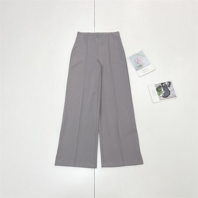 Y4无痕腰头~阔腿裤！出口外单26春新款女高腰挺括直筒裤基础长裤