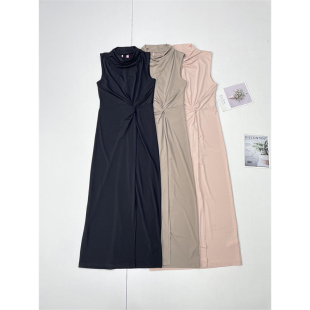 扭结显瘦修身 A1巨显身材 立领无袖 新款 长裙连衣裙 外贸25年夏季