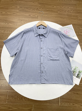 M2宽松亚麻衬衫~25秋新女士短袖翻领衬衫外单通勤款开衫复古小衫