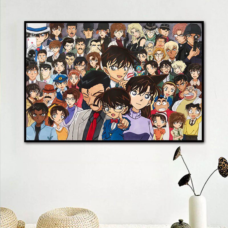 动漫人物 名侦探柯南diy数字油画柯南全家福手绘油画涂鸦填色画画