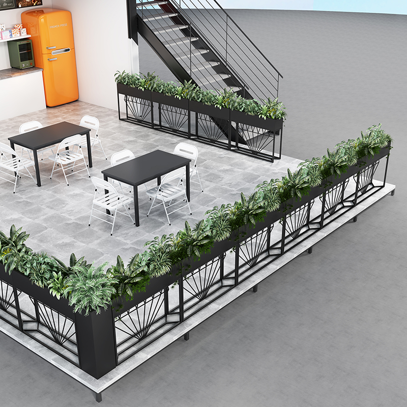 铁艺花架长条形花槽花盆户外餐厅奶茶店咖啡厅装饰围栏栅隔断花器