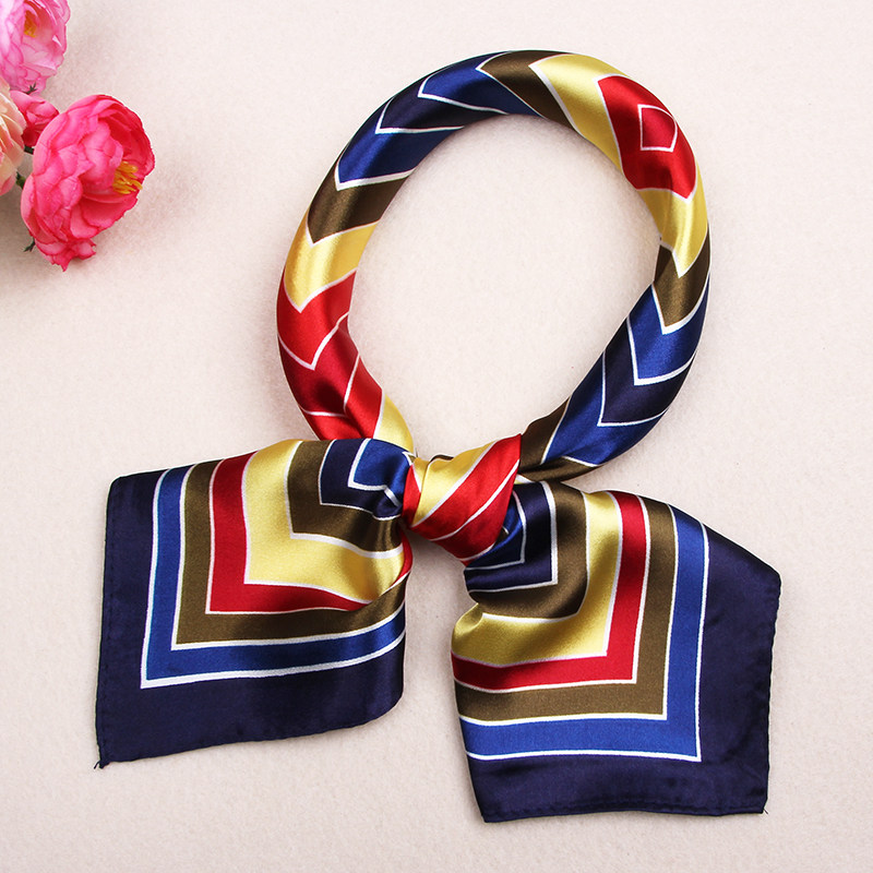 蓝黄红百变仿真丝小方巾空姐酒店银行电信收银员工作服职业装丝巾