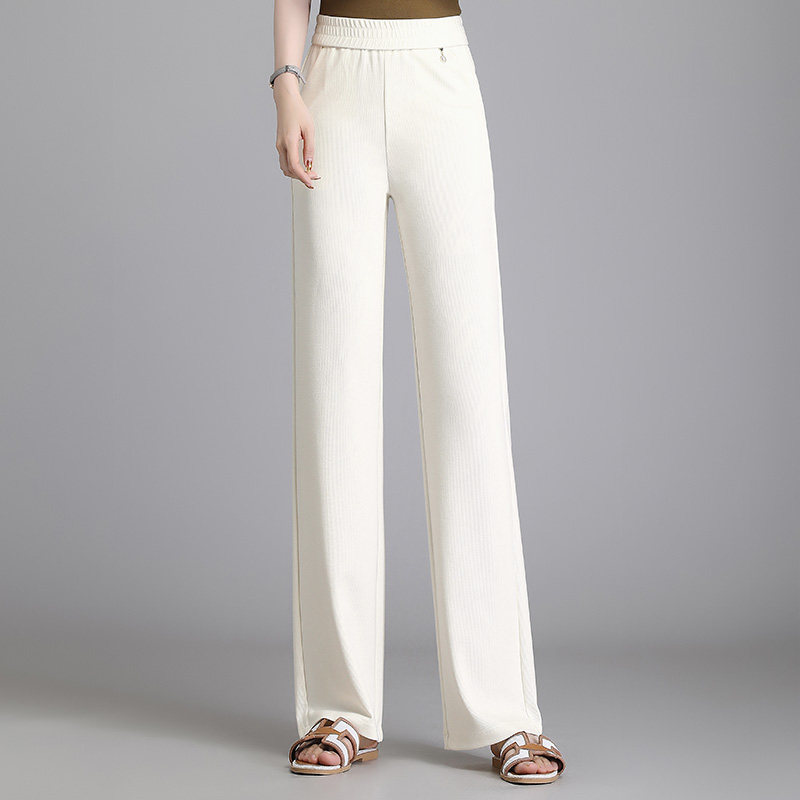 大码阔腿裤女松紧腰直筒裤中年老年妈妈裤子胖mm宽松女裤春秋