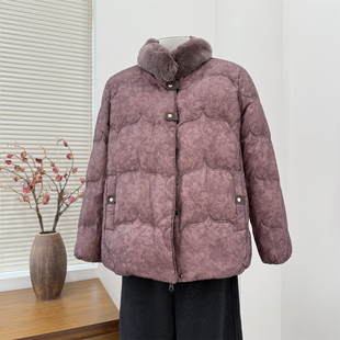 妈妈冬装2026新款羽绒服洋气大码毛领中老年人女士保暖白鸭绒外套