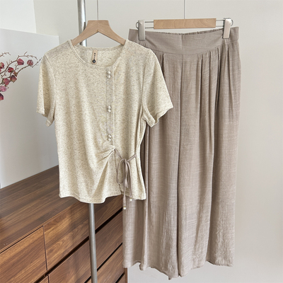 中年妈妈夏装短袖套装