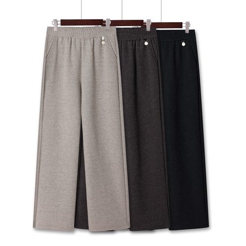 中老年女秋冬毛呢直筒裤子