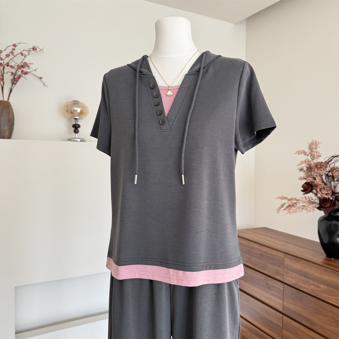 中老年大码短袖运动服套装女新款妈妈夏装宽松休闲上衣裤子两件套