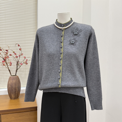 妈妈装秋冬半高领针织衫