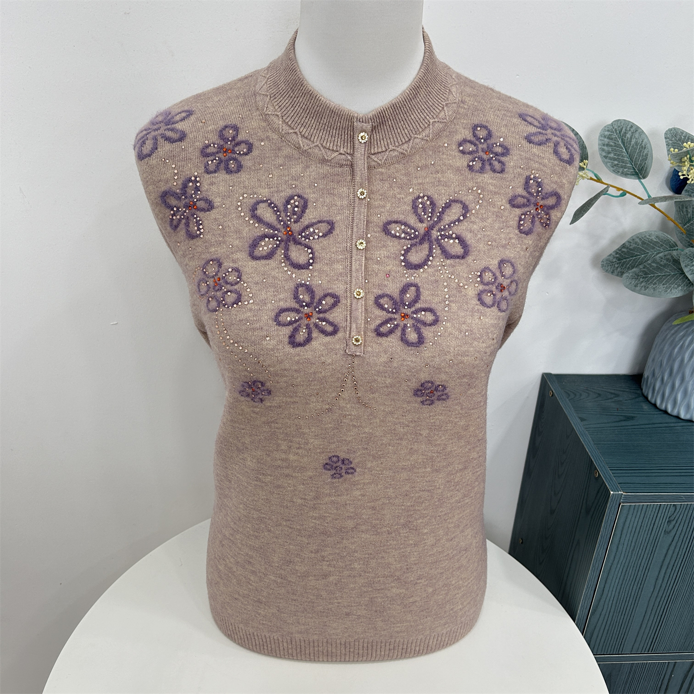 中老年妈妈装秋冬加绒加厚毛衣短款上衣羊毛衫女一体绒保暖打底衫