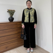 国风金丝绒套装 中式 马甲针织衫 妈妈春装 2026中老年女装 春秋三件套
