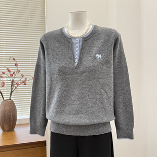 羊毛衫 年轻妈妈装 气质毛衣针织衫 中年春秋新款 打底上衣 中老年秋装