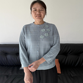 针织衫 开衫 洋气长袖 上衣女薄款 衣服 中年妈妈装 中老年春秋小衫 春季