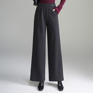 中年妈妈裤子秋冬加绒加厚中老年女裤保暖直筒裤宽松高腰休闲长裤