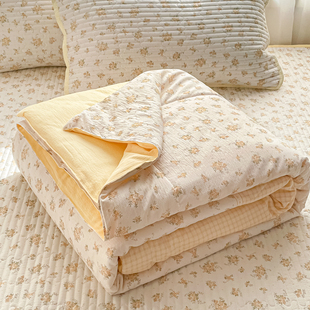 A类双层纱夏被抗菌空调被透气可机洗夏凉被子夏季 薄被床盖四件套