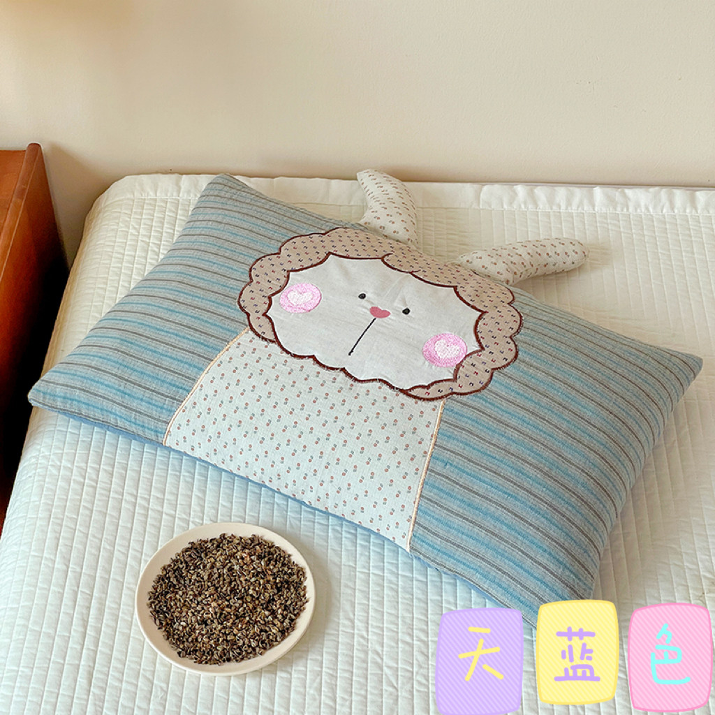 可爱小羊纯棉荞麦枕头助睡眠