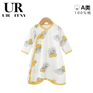 清仓春秋薄款 三折品牌特价 纯棉宝宝睡裙幼儿连体男女防踢睡衣睡袍