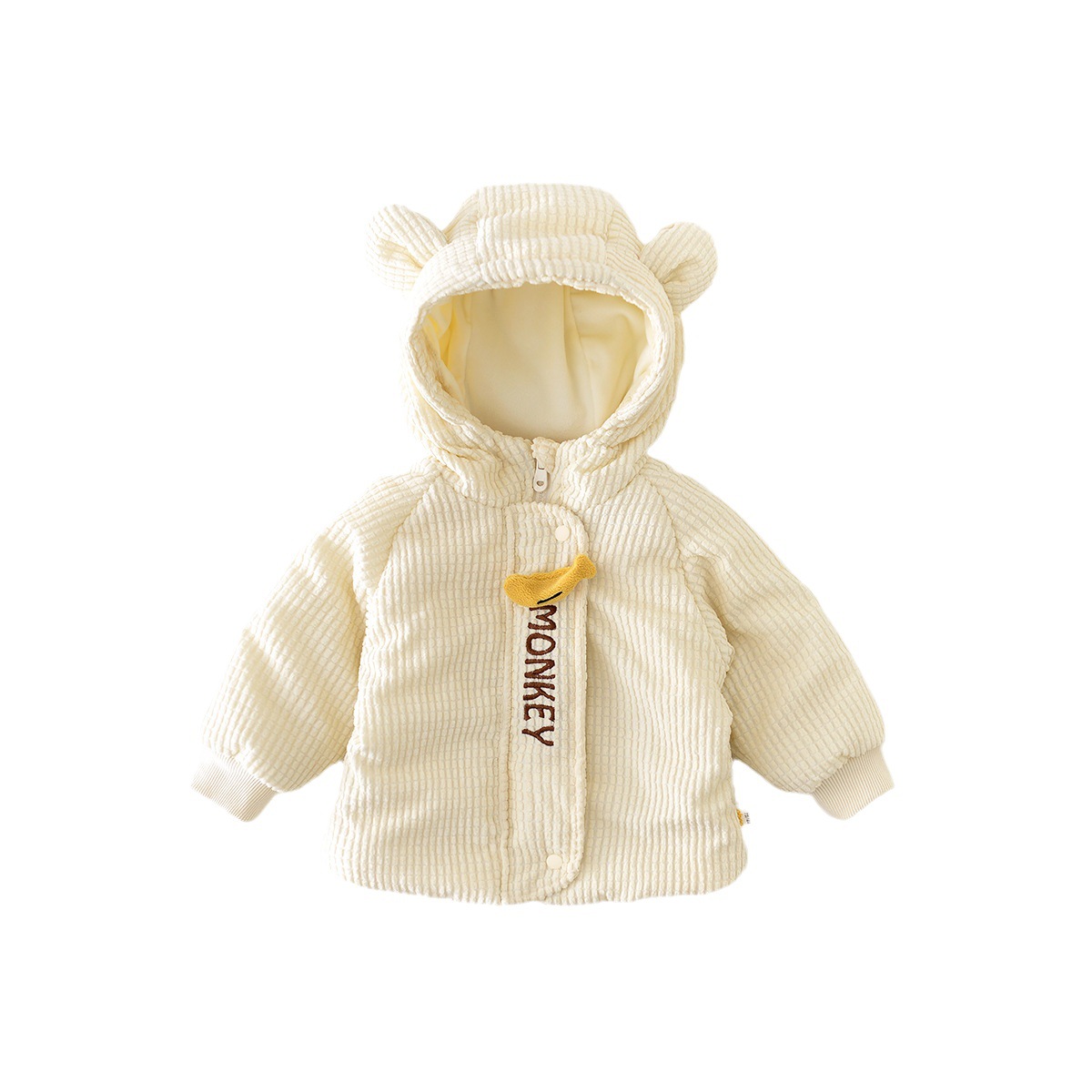 三折品牌清仓婴幼儿秋冬季灯芯绒外套男女卡通夹棉外穿加绒棉服