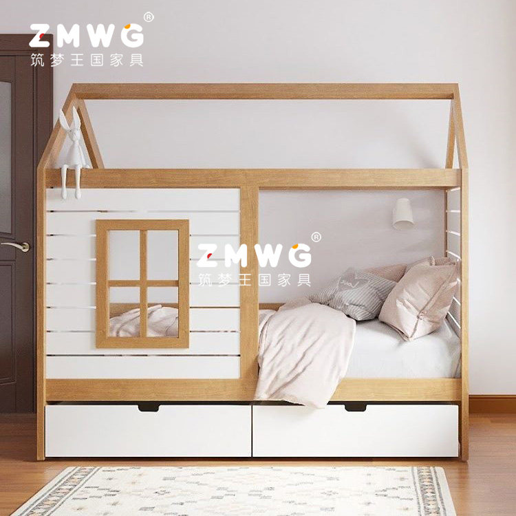 筑梦王国定制多功能实木儿童床简约美式房子床女孩床树屋床单人床,住宅家具,儿童床/儿童抽拉床,淘宝优惠券,粉丝福利购,淘宝优惠卷