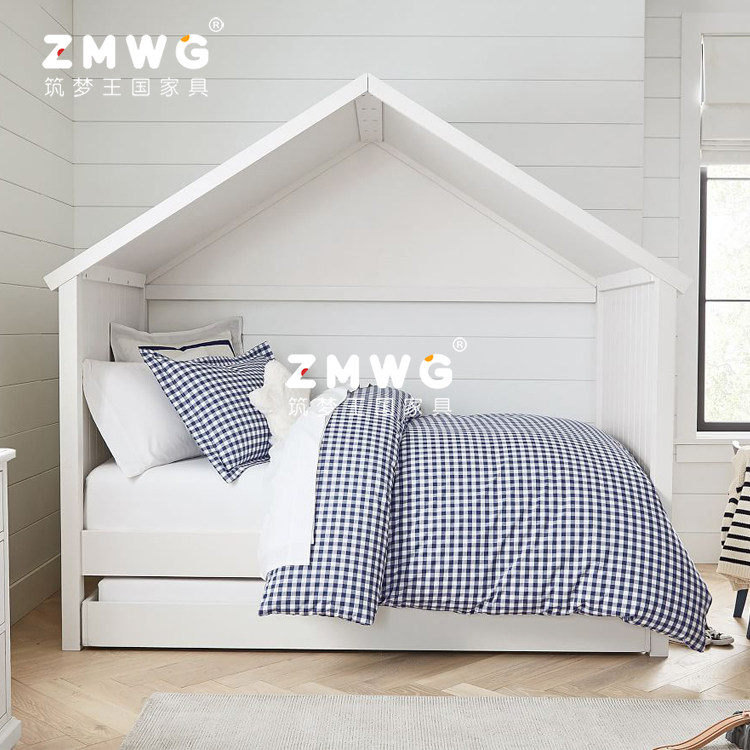 筑梦王国定制创意实木床组合实木抽拉单人床白色简约房子床子母床,住宅家具,儿童床/儿童抽拉床,淘宝优惠券,粉丝福利购,淘宝优惠卷